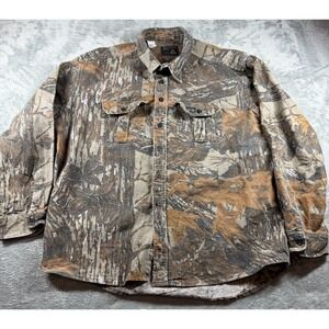 Vtg Rattlers Brand Made USA‎ Realtree Camo Chamois Shirt 2XL Hunting